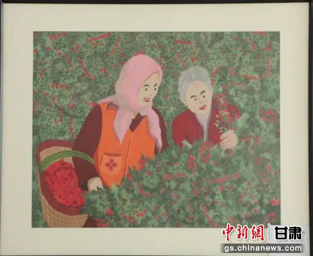 靖遠(yuǎn)縣枸杞種植業(yè)帶動(dòng)10多萬(wàn)農(nóng)民脫貧致富。刺繡 王明風(fēng) 繡稿 胡靜