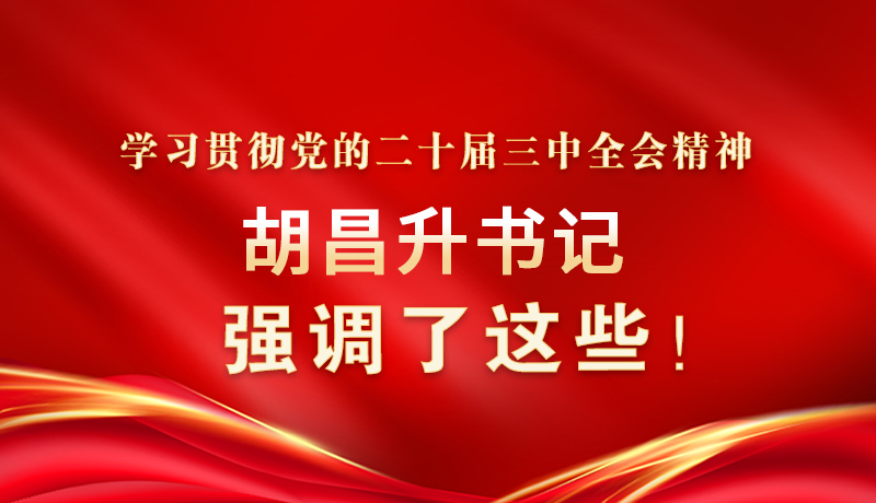 圖解|學(xué)習(xí)貫徹黨的二十屆三中全會(huì)精神 胡昌升書記強(qiáng)調(diào)了這些！